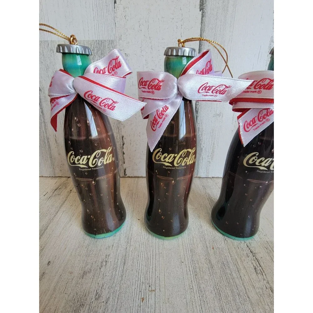 Vintage plastic Coca-Cola‎ bottle ornament Xmas set coke